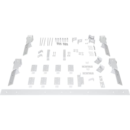 Ekena Millwork Barnfold J-Strap 4-Door Hardware Set for 1 1/4" to 1 3/8" Doors with 48" Track, Rocket White GB6007M4D48RW